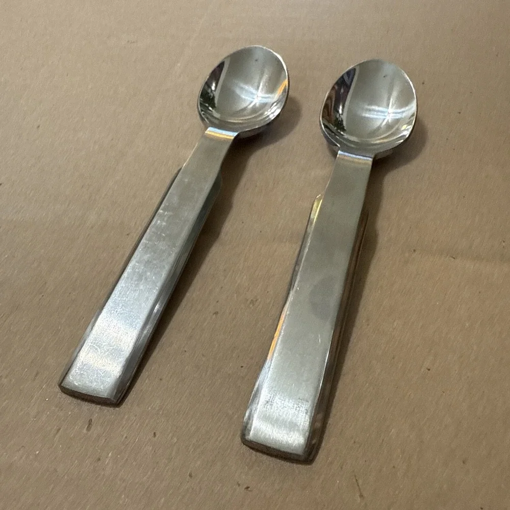 Set Of 2 Stanley Roberts Korea Oblique Flatware Small Spoons Dessert Soup 5 3/4